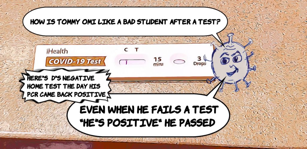 A negative Covid Test: How is Tommy Omi like a bad student? It's positive it passed a test even when it failed