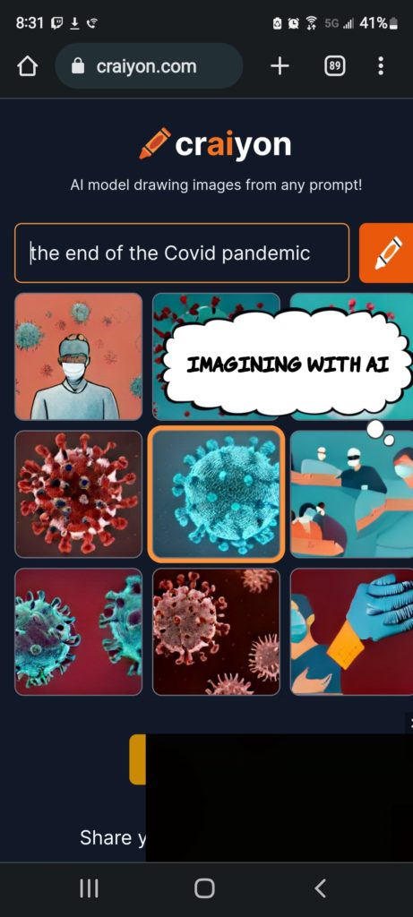 Imagining with AI: The end of the COVID pandemic, images of doctors and the COVID virus